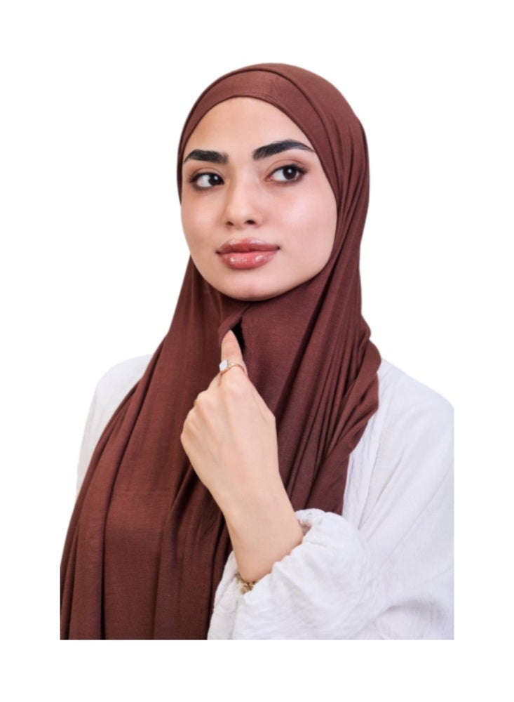 طرحة الجيل القطن الفاخرة ببندانة رباط مريحة - طول 2 متر، عرض 60 سم - ألوان سادة، خامة جيل بيور قطن 100% بدون خياطة. - Image 3